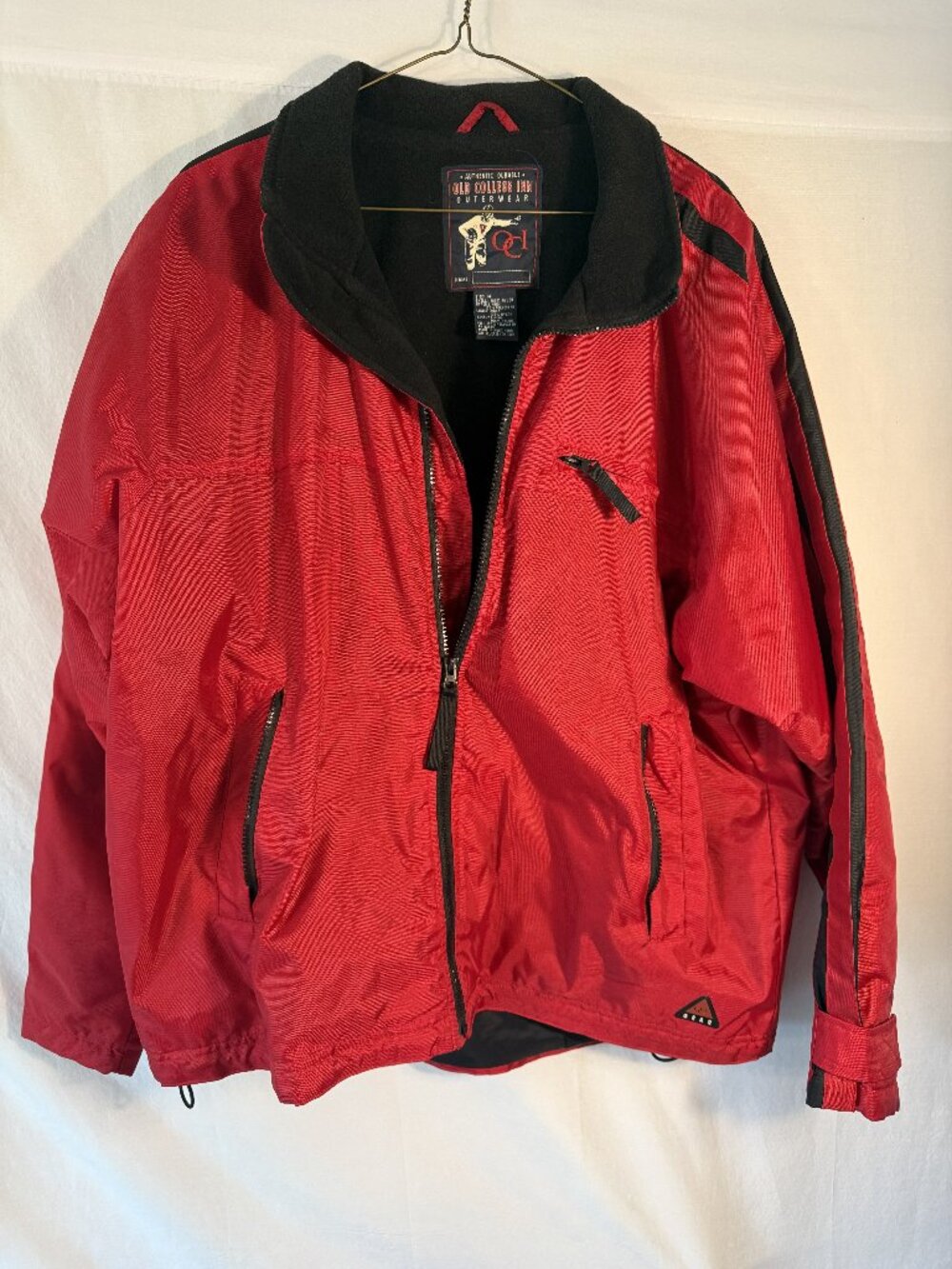 Old College Inn Mens Medium Red Fleece Lined Full Zip Rain Jacket Windbreaker